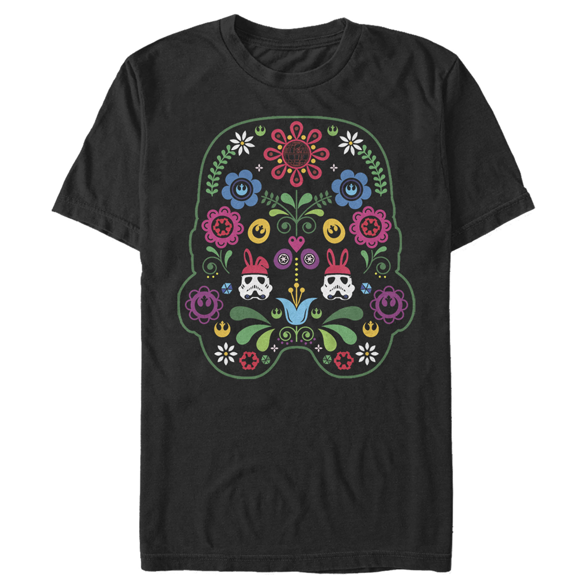 Men's Star Wars Easter Stormtrooper Floral Helmet Fill Graphic Tee Black Large